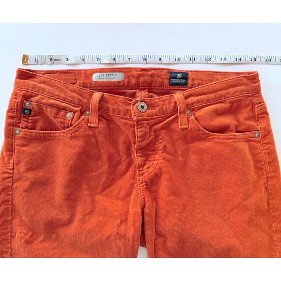 AG Adriano Goldschmied The Stevie Slim Straight Jeans in Orange Corduroy Size 28 - Picture 14 of 15